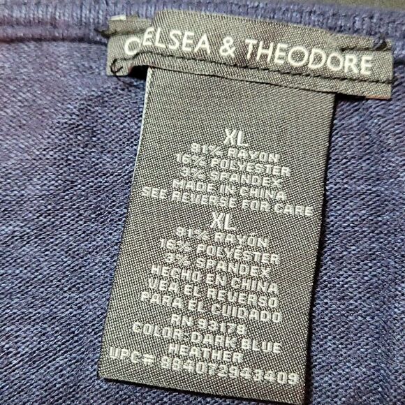 Chelsea & Theodore heathered blue waist tied top - Picture 4 of 5
